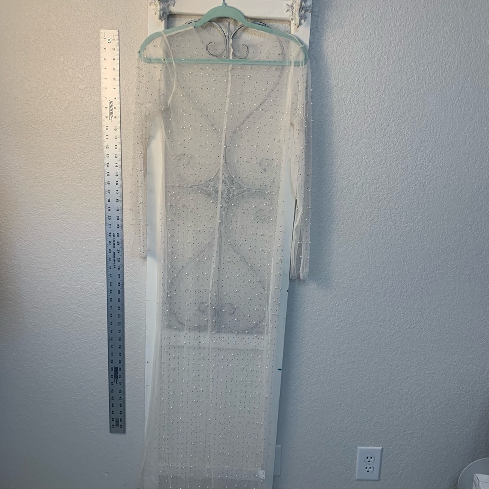 Sheer Beaded Long Sleeve over Dress cover